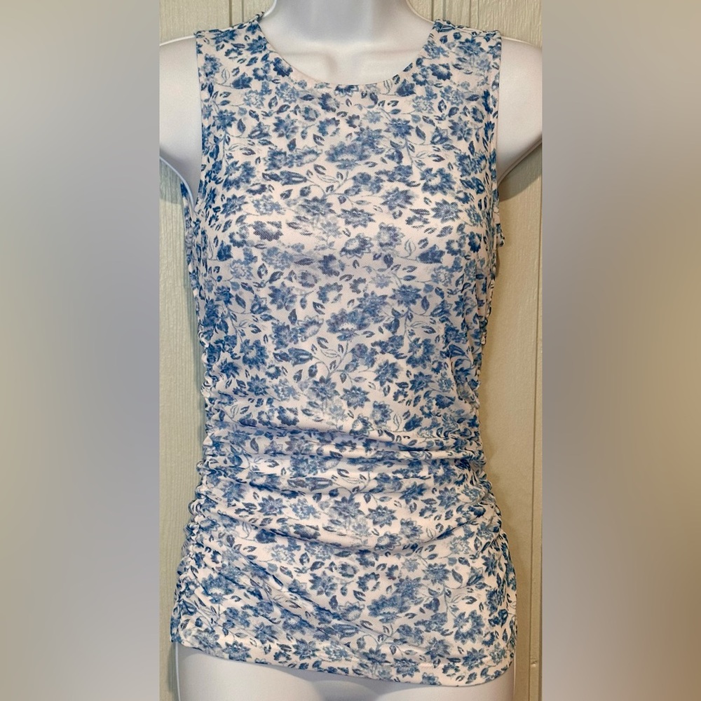 Halogen Mesh Floral Sleeveless Top